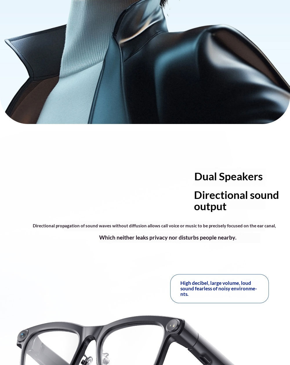 AI Smart Glasses, 1300 MP High Definition Camera, Anti Shake Shooting, Object Recognition Multi Functional Eyeglasses