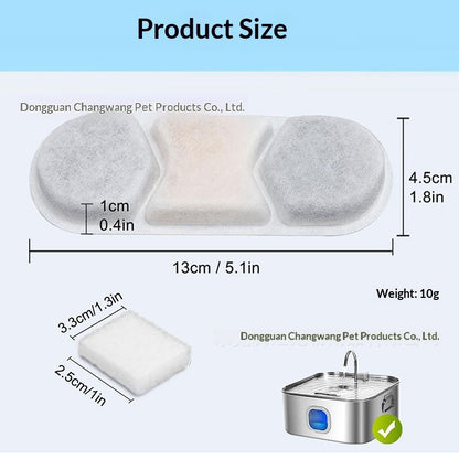 Stainless Steel Pet Water Fountain Filter Cartridge, Water Feeder With Activated Carbon Filter Included