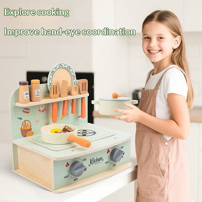 Kitchen Organizer - Wooden Kitchen Playset With Sound Effects