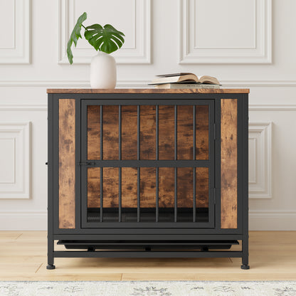 Dog Crate Furniture, Wooden Dog Crate Table, 27.48" Dog Kennel with 2
