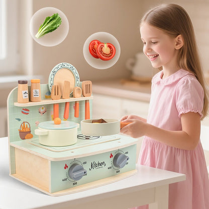 Kitchen Organizer - Wooden Kitchen Playset With Sound Effects