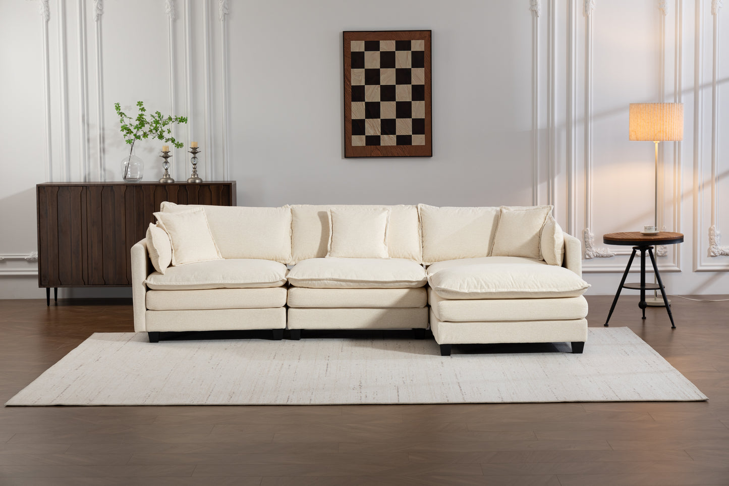 Modern 3seats with ottoman 113.77"Sectional Sofa with Waist