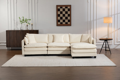 Modern 3seats with ottoman 113.77"Sectional Sofa with Waist