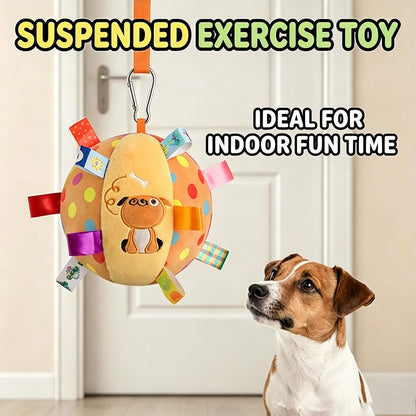 Colorful Squeaky Hanging Dog Training Toy, Squeaky Hanging Dog Toy, Dogs Ball With Ribbons And Bell, Pet Interactive Fetch Toys For Small Medium Dog