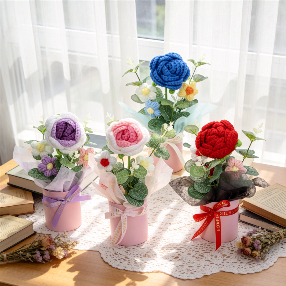 Smart Home Gadget - Handmade Crochet Flower Bouquet, Assorted