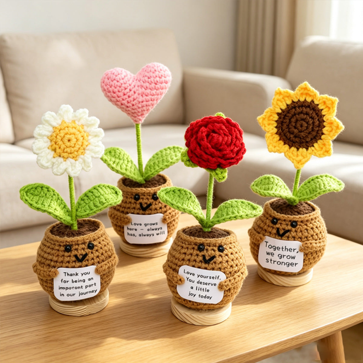 Smart Home Gadget - Handmade Crochet Potted Flower, Assorted Pot