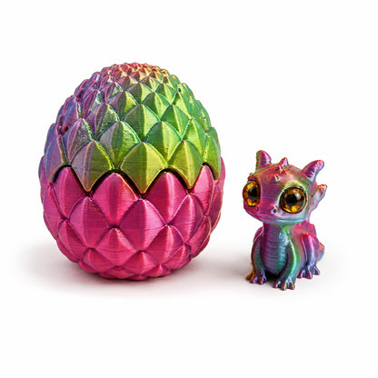 Home Decor - 3D Printed Dragon Egg With Mini Dragon, Openable Scale