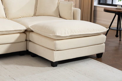 Modern 4seats with 2ottoman 149.61"Sectional Sofa with Waist