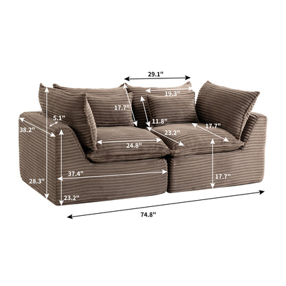 74.8" Width Cloud Couch Oversized Modular Sectional Sofa True Relax