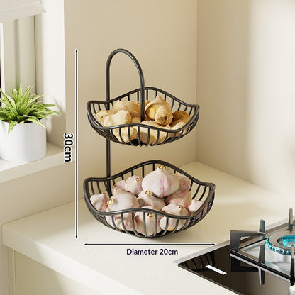 Kitchen Onion Ginger And Garlic Basket Double-layer Fruit Storage Rack