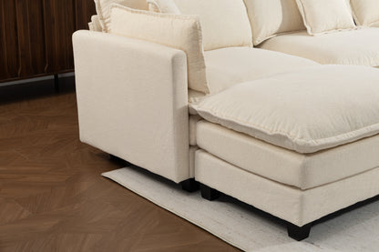 Modern 4seats with 2ottoman 149.61"Sectional Sofa with Waist