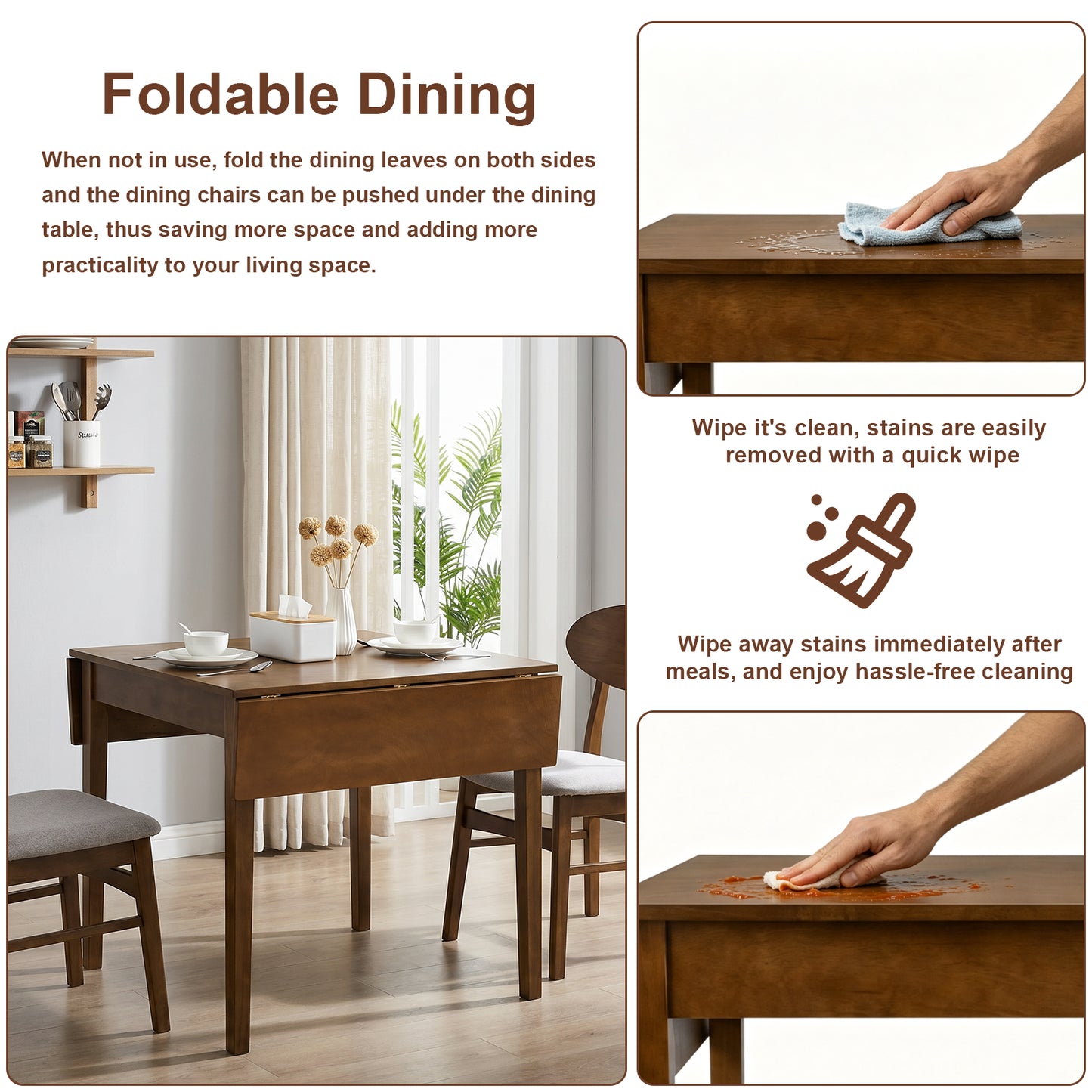 Kitchen Organizer - 31"- 47" Extendable Dining Table for 4, Folding