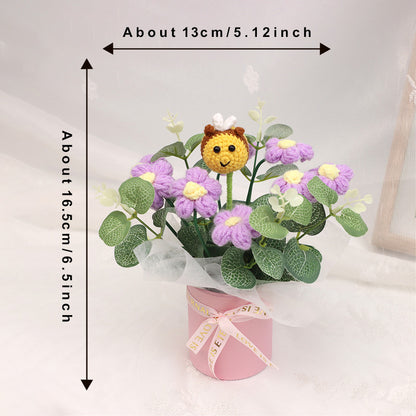 Home Decor - Handmade Crochet Flower Bouquet, Cute Little Bee Dolls