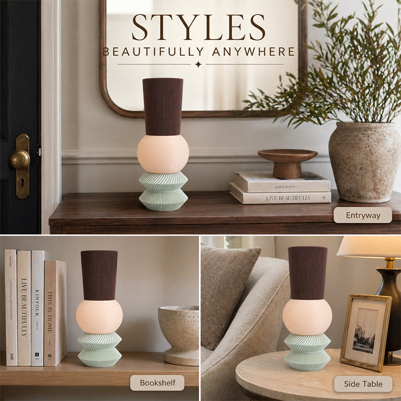 3D Printed Stacked Sculptural Vase, Modern Textured Table Ornament