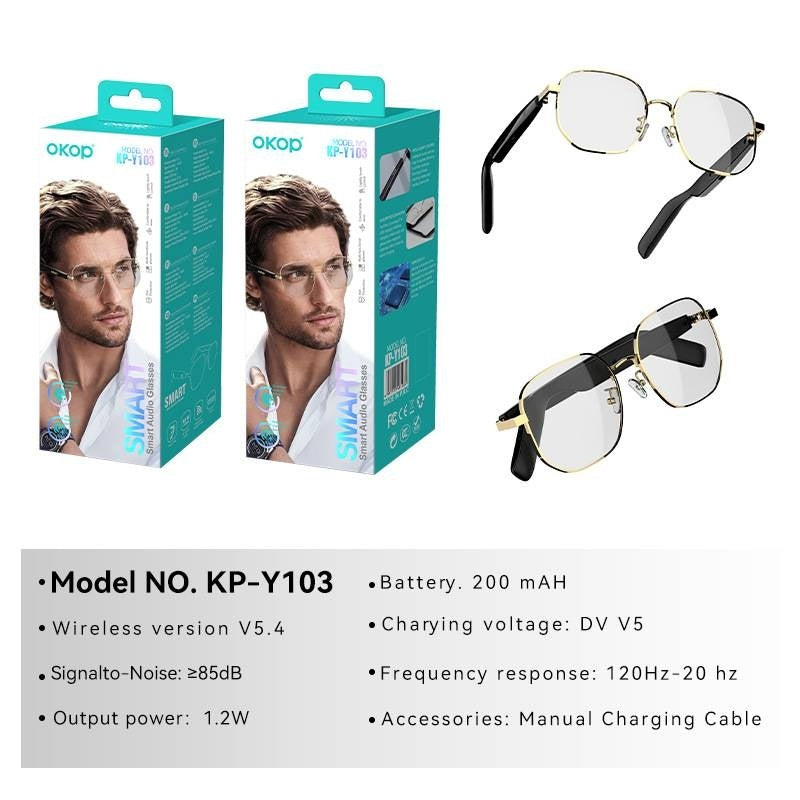 KP-Y103 Best-Selling Bluetooth Smart Audio Glasses Air Conduction Blue Light Blocking Voice Calls Touch Control Stereo Surround Sound In Stock