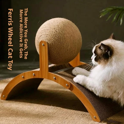 Wobble Ball Cat Scratcher, Cat Scratching Ball On Stand, Interactive Cat Scratcher With Rotating Sisal Ball, Cat Scratcher Board For Indoor,Protects