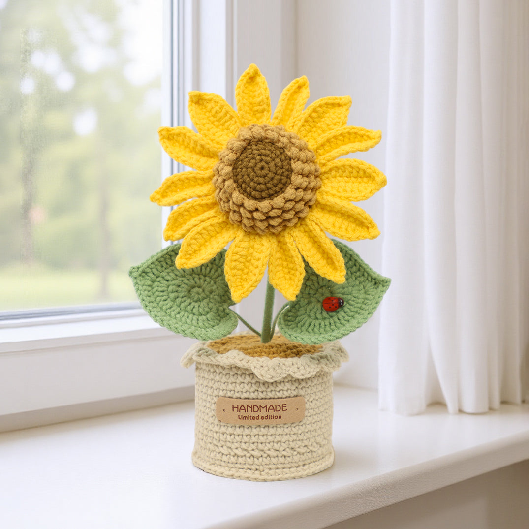 Home Decor - Handmade Crochet Flower Bouquet, Sunflower Matched With