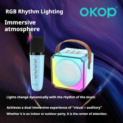 KP-K02 Best-Selling Portable Bluetooth Speaker With Wireless Karaoke Microphone Home Outdoor Use RGB Ambient Lighting In Stock
