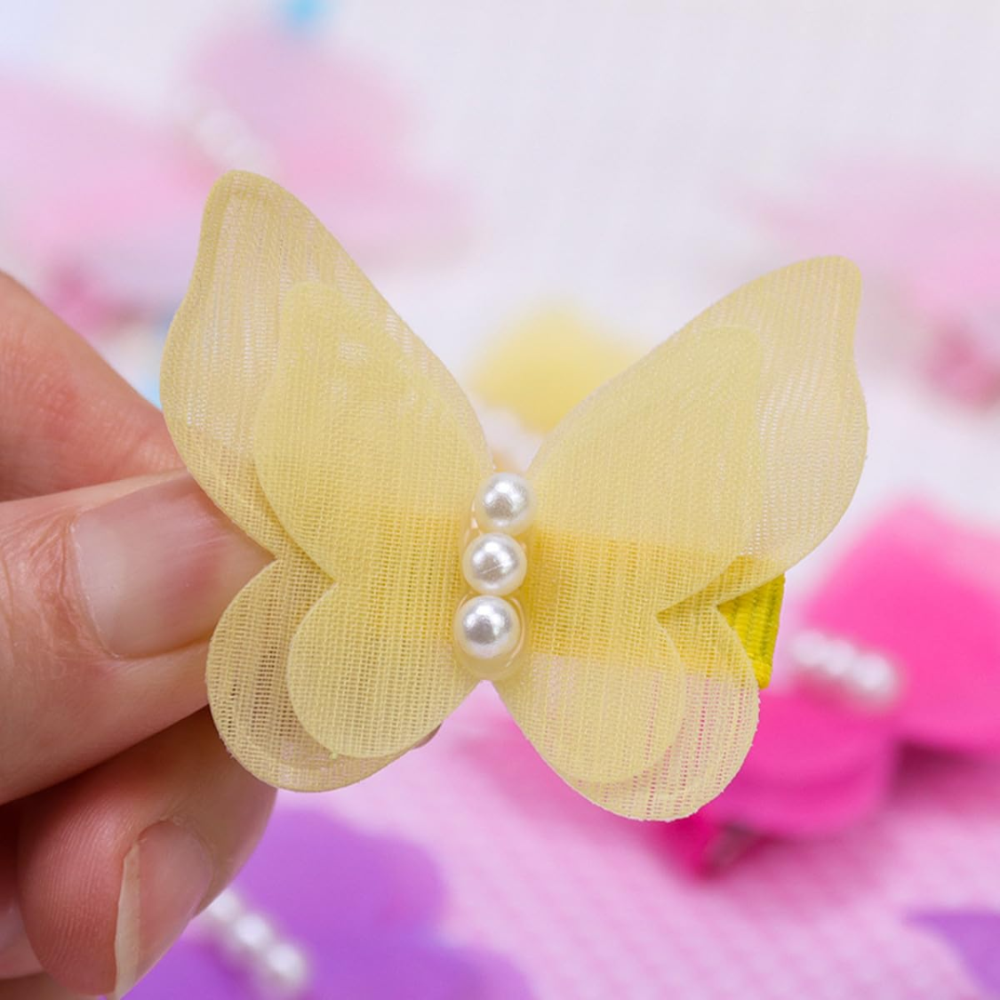 Pet Supplies - 10pcs Pet Hair Accessories, Butterfly Pearl Hair Clips