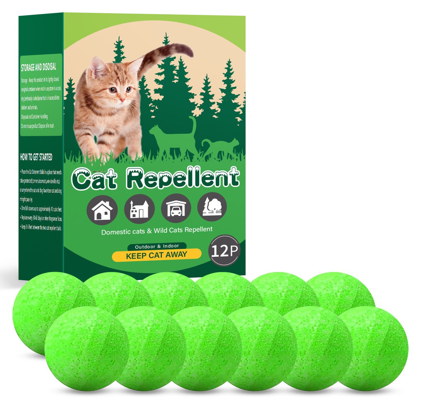12 Pack Cat Repellent Outdoor, Natural Peppermint Oil Cat Deterrent Outdoor And Indoor, Keep Cats Out Of Yard Permanently, Protect Your Yard And