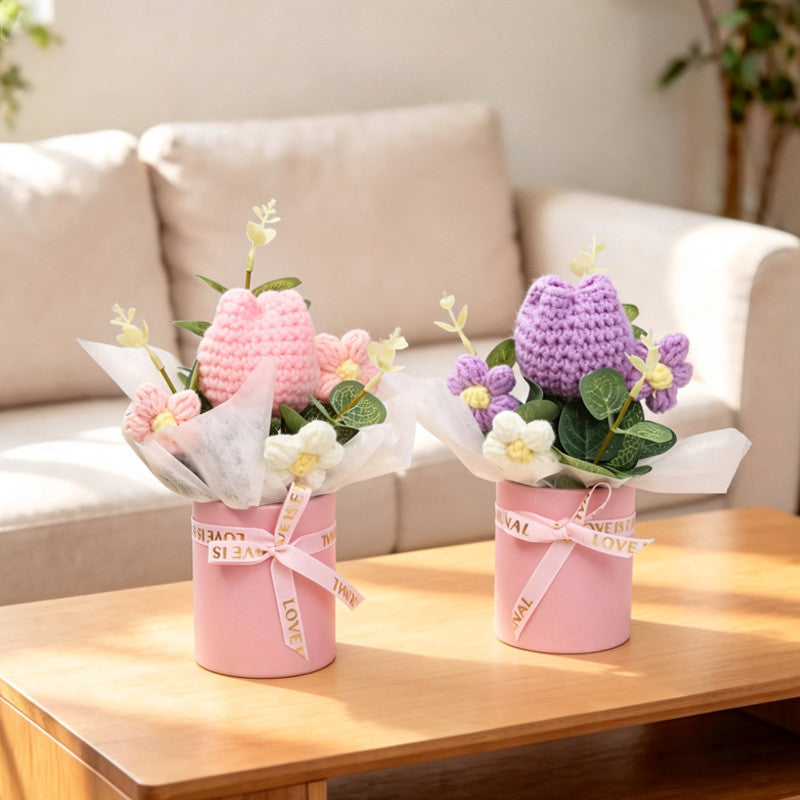 Home Decor - Handmade Crochet Flower Bouquet, Multi-color