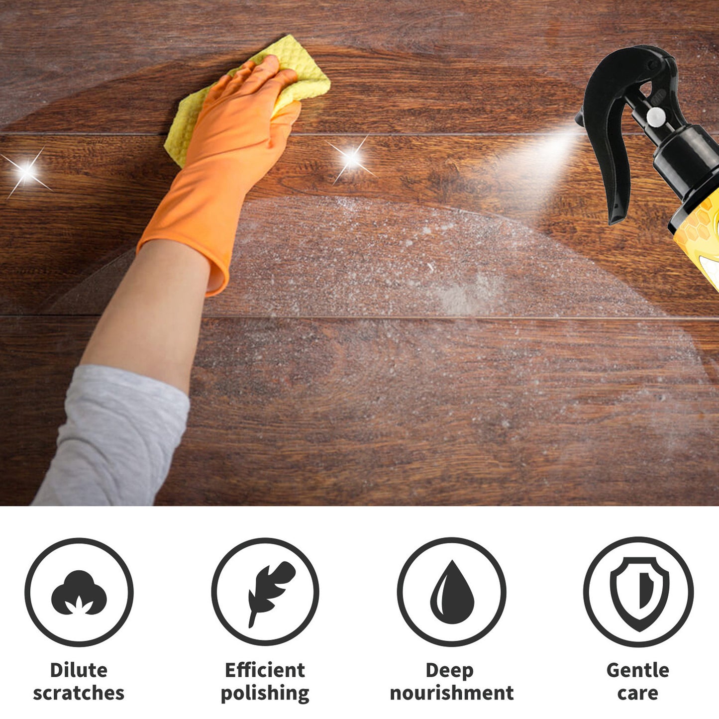 OUHOE Furniture Beeswax Spray Furniture And Floor Care, Polishing, Waterproofing, Crack Prevention, Scratch Prevention, Refurbishment And Maintenance