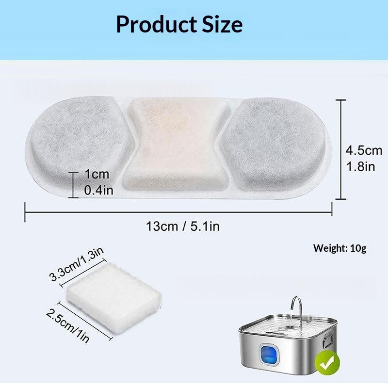 Stainless Steel Pet Water Fountain Filter Cartridge, Water Feeder With Activated Carbon Filter Included