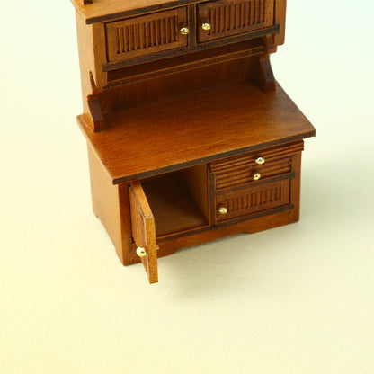 Miniature Dollhouse With Furniture And Decorations Double-Door Sideboard And Bookcase