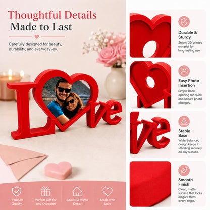 Home Decor - Love Heart Photo Frame Tabletop Decor, Freestanding 3D