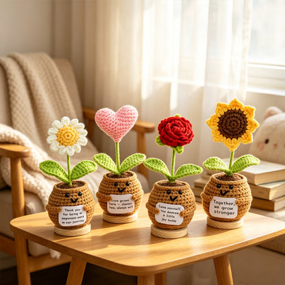 Smart Home Gadget - Handmade Crochet Potted Flower, Assorted Pot