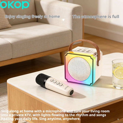 KP-K02 Best-Selling Portable Bluetooth Speaker With Wireless Karaoke Microphone Home Outdoor Use RGB Ambient Lighting In Stock