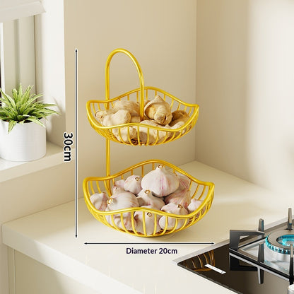 Kitchen Onion Ginger And Garlic Basket Double-layer Fruit Storage Rack