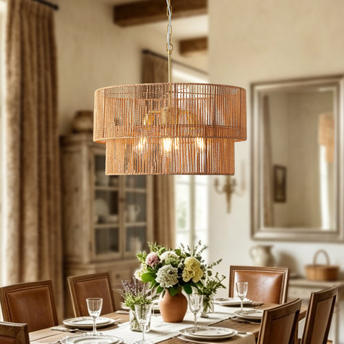 Kitchen Organizer - 23.62in Handwoven Woven Paper Rattan Chandelier