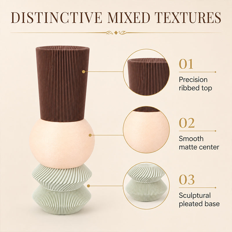 3D Printed Stacked Sculptural Vase, Modern Textured Table Ornament