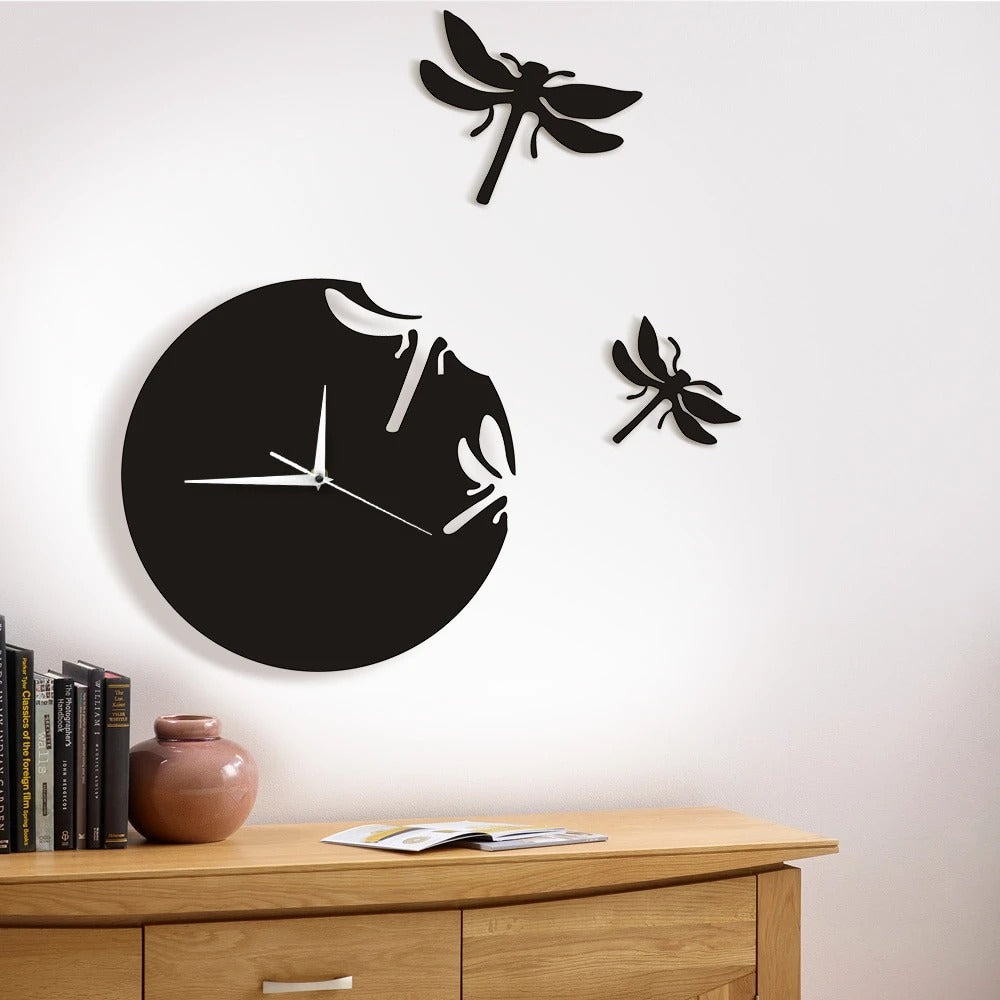 DIY Acrylic Dragonfly Wall Clock for Living Room Decor