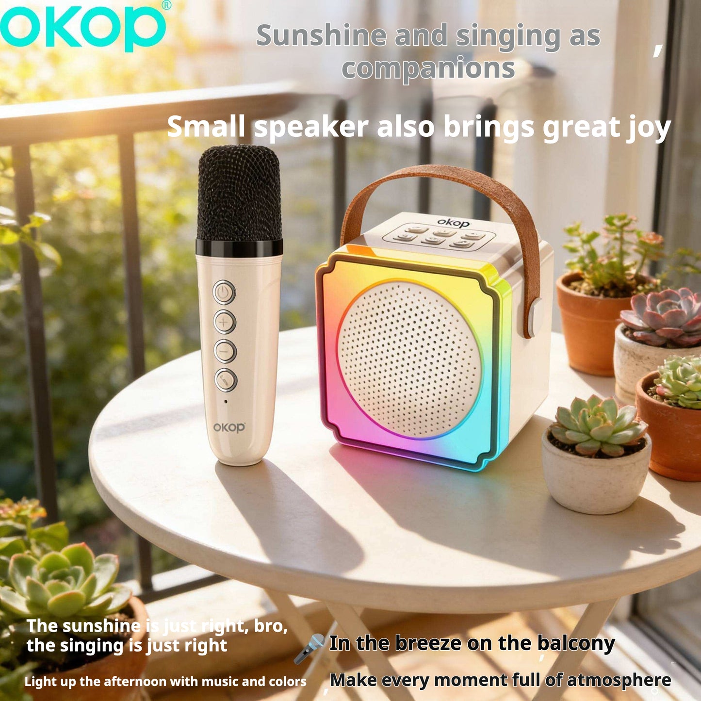 KP-K02 Best-Selling Portable Bluetooth Speaker With Wireless Karaoke Microphone Home Outdoor Use RGB Ambient Lighting In Stock
