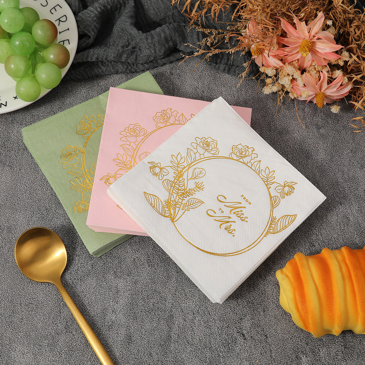 Home Decor - Customized Square Home Napkin Hotel Hot Stamping Napkin