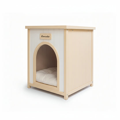 Modern Indoor Wooden Dog House with Removable Cushion – Solid Cedar