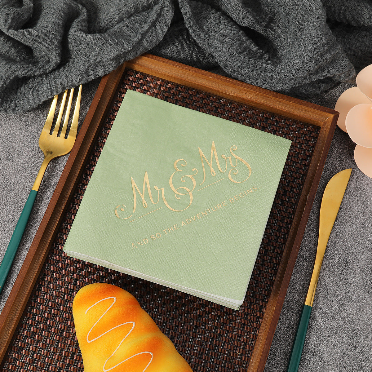 Home Decor - Customized Square Home Napkin Hotel Hot Stamping Napkin