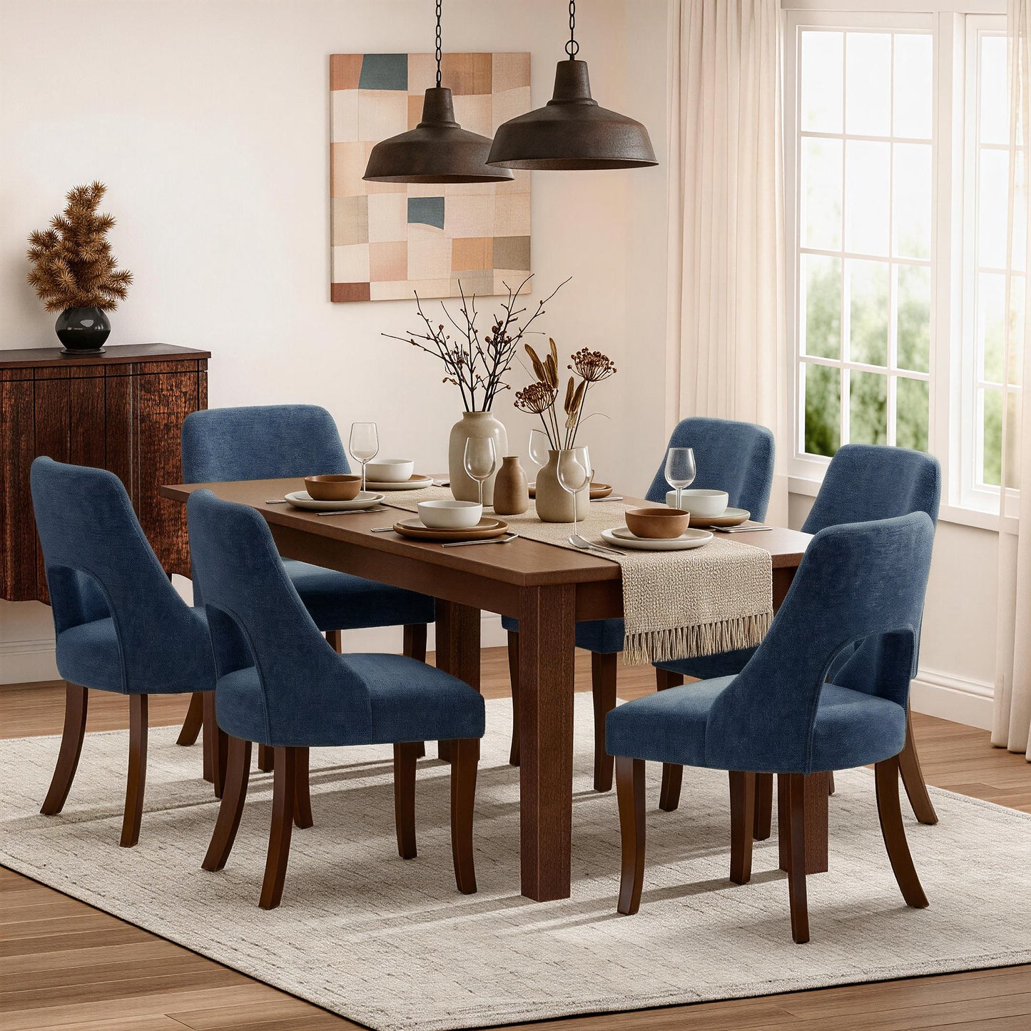 Kitchen Organizer - Dining Chair Set of 2,Upholstered Chenille Fabric