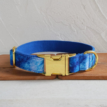 Blue Agate Dog Collar Pet Supplies Export Leash Set Gold Buckle