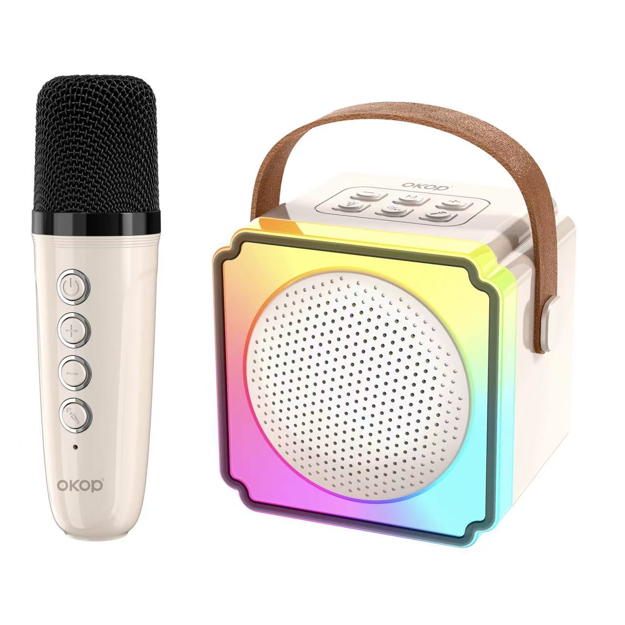 KP-K02 Best-Selling Portable Bluetooth Speaker With Wireless Karaoke Microphone Home Outdoor Use RGB Ambient Lighting In Stock