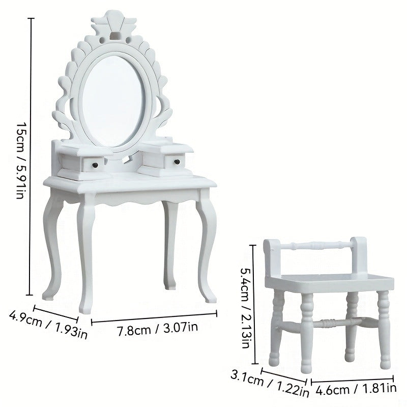 Dressing Table With Stool And Mirror Mini Furniture