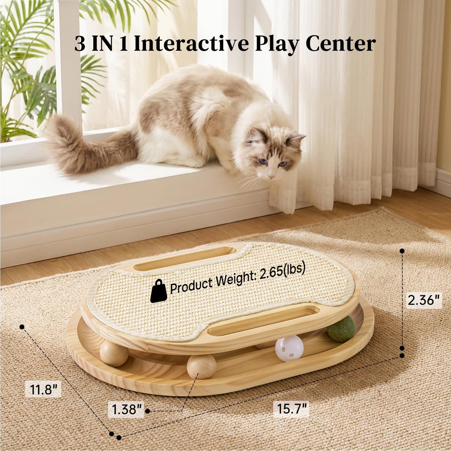 Smart Home Gadget - Cat Scratcher With Ball Track Toy, Sisal Scratch