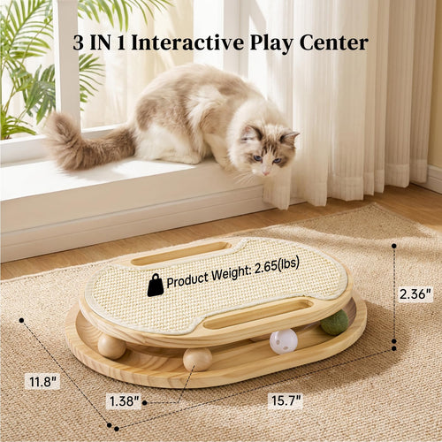 Smart Home Gadget - Cat Scratcher With Ball Track Toy, Sisal Scratch
