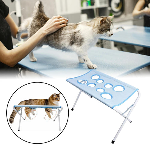 Pet Grooming Hammock With Foldable Iron Stand, Dog Bath Stand For Small Dogs And Cats, Mesh Grooming Table With Safety Strap For Nail Trimming