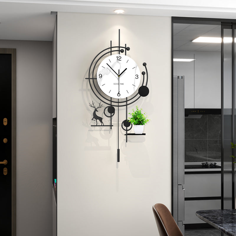 Modern Deer Wall Clock With Planter Shelf Artistic Home Decor