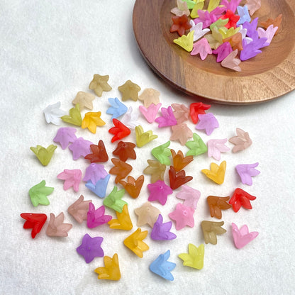 3D Matte Acrylic Lily Flower Buds, Translucent Frosted Petal Charms For DIY Hair Accessories, Earrings & Craft Jewelry Supplies.