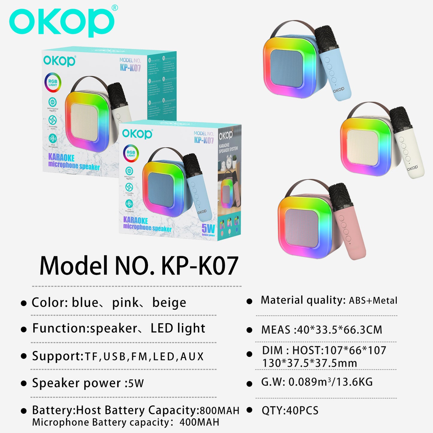 KP-K07 Bluetooth Wireless Karaoke Microphone Speaker Mini All-in-One Home KTV System New Arrival In Stock