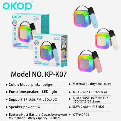 KP-K07 Bluetooth Wireless Karaoke Microphone Speaker Mini All-in-One Home KTV System New Arrival In Stock